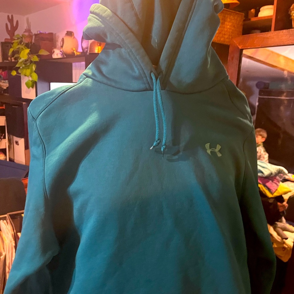 Under Armour, teal hoodie, large